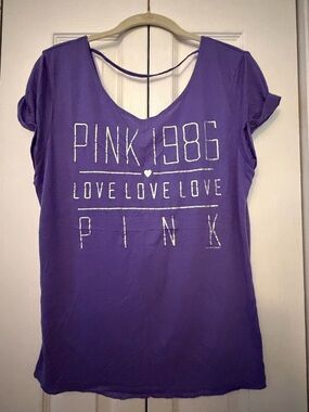 PINK Victoria's Secret Lavender Scoop Neck Graphic Tee